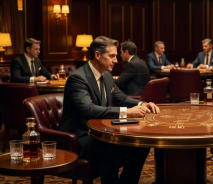 Hosté u elegantního herního stolu v kasinovém lounge Boheluxat.