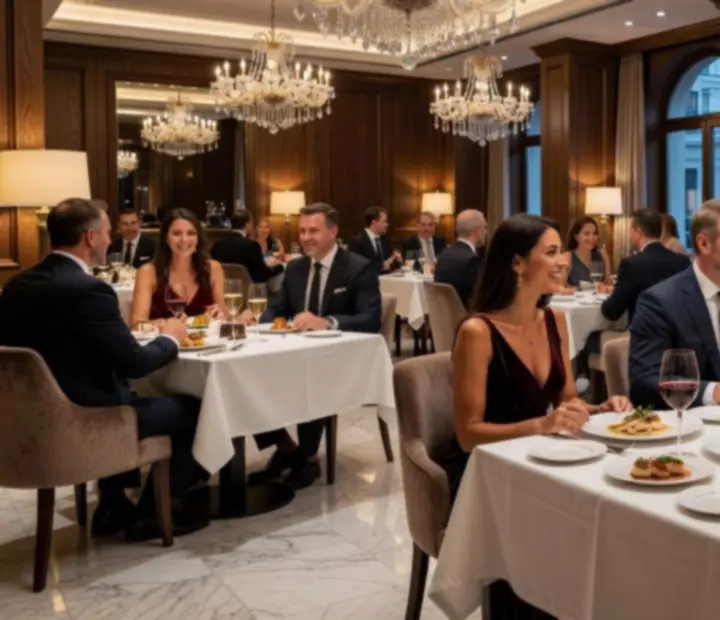 Cinematick&yacute; pohled do elegantn&iacute;ho interi&eacute;ru restaurace a casino lounge Boheluxat