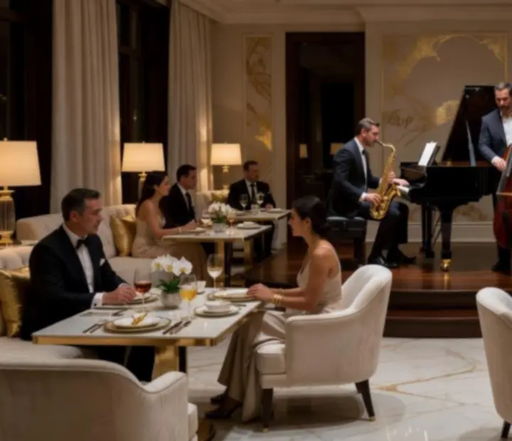 Hudební večer s ambientním osvětlením v lounge Boheluxat