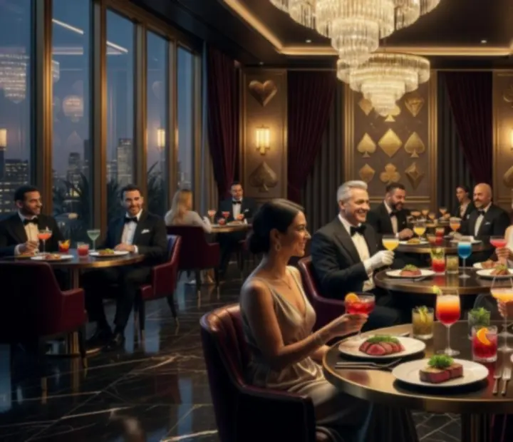Hosté užívající si elegantní večer v restauraci a lounge Boheluxat